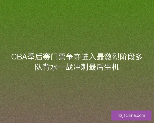 CBA季后赛门票争夺进入最激烈阶段多队背水一战冲刺最后生机